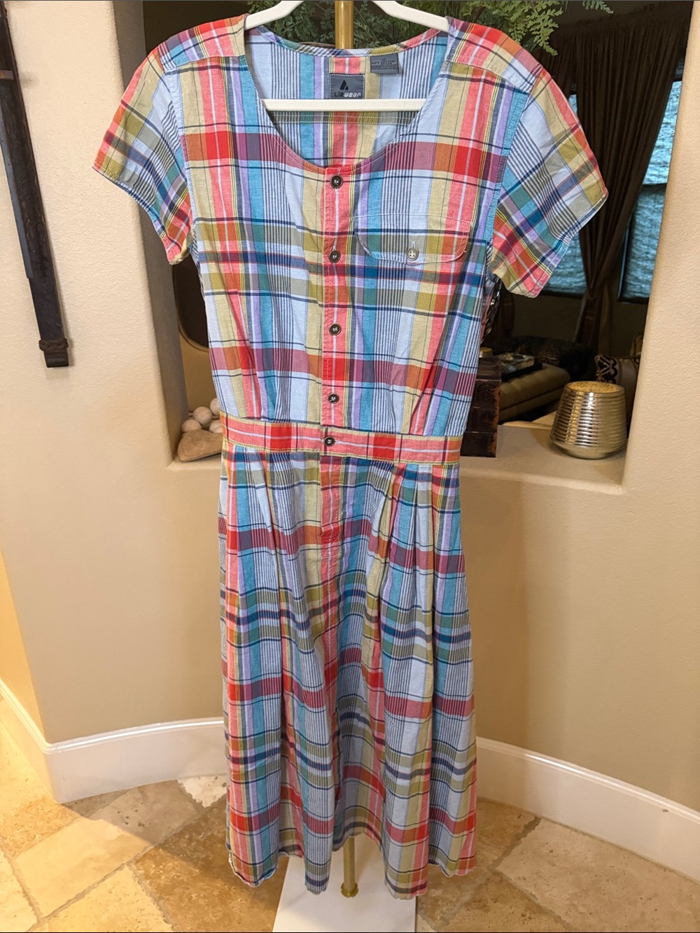 Vintage Liz Wear Plaid Button-Front Dress